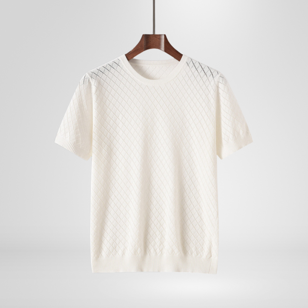 Textured men's Harrison crewneck sweater, a sophisticated pullover ideal for casual wear & stylish fall outfits.