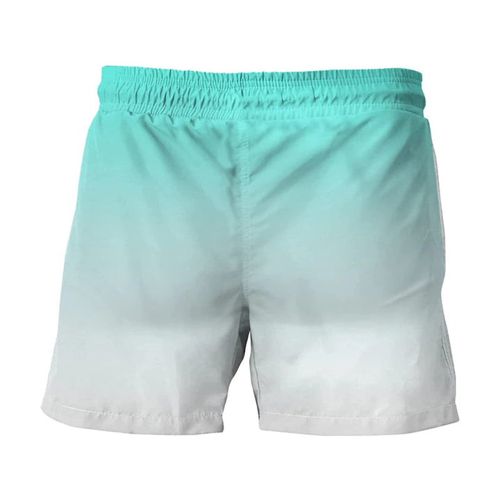 Vibrant men's Hawaii print beach shorts, elastic waist, quick-dry material for ultimate summer comfort.