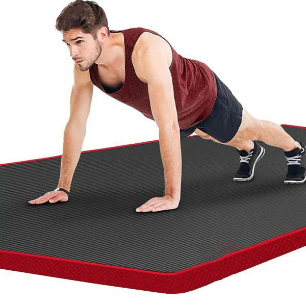 Men's high-density non-slip fitness mat for yoga & exercise. Durable workout accessory for home gym.