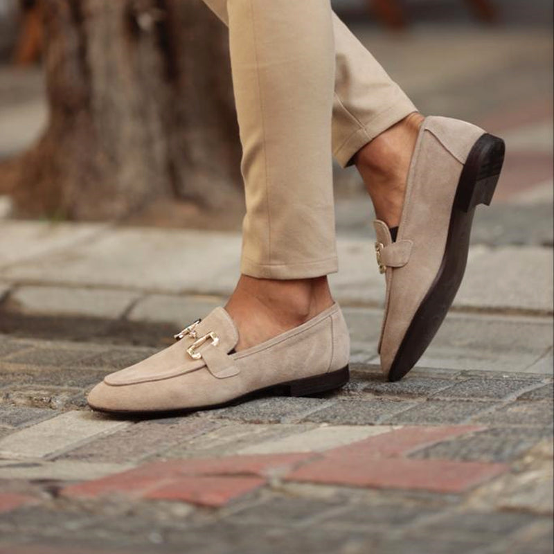 Comfortable men's horsebit slip-on loafers, versatile for everyday wear, office, or dress occasions.