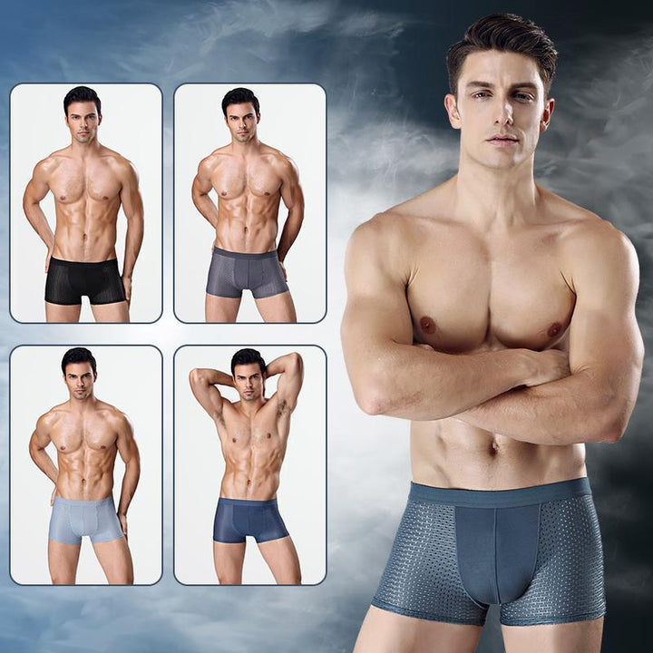 Men's ice silk modal cooling briefs, black, showcasing breathable summer comfort and lightweight design.