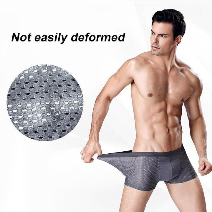 Detail of elastic waistband on men's ice silk modal cooling briefs, indicating a secure, lightweight fit.