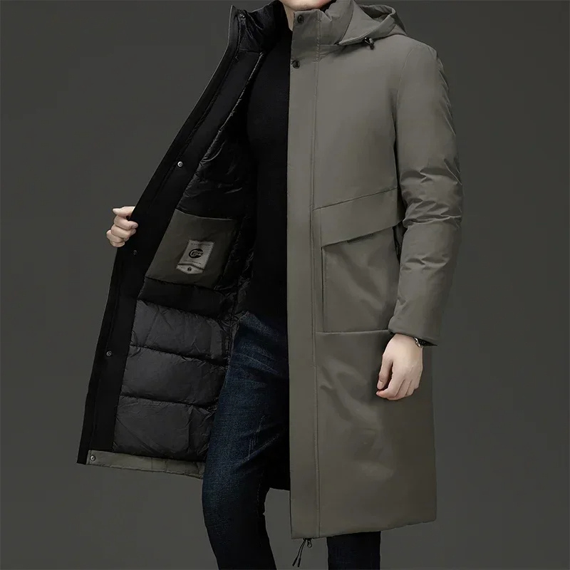 Men's insulated zip-front winter coat in black, perfect for cold weather