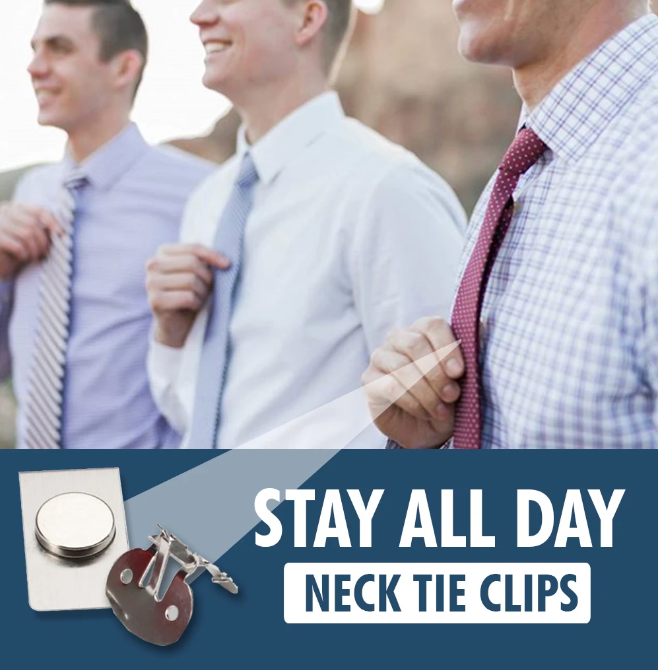 Men's invisible magnetic tie clip stay set, perfect for keeping ties neat and straight in formal wear