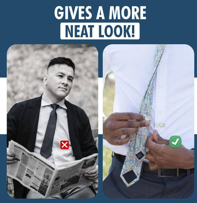 Stylish men's fashion accessory: a magnetic tie stay ensuring a clean and sharp appearance for ties