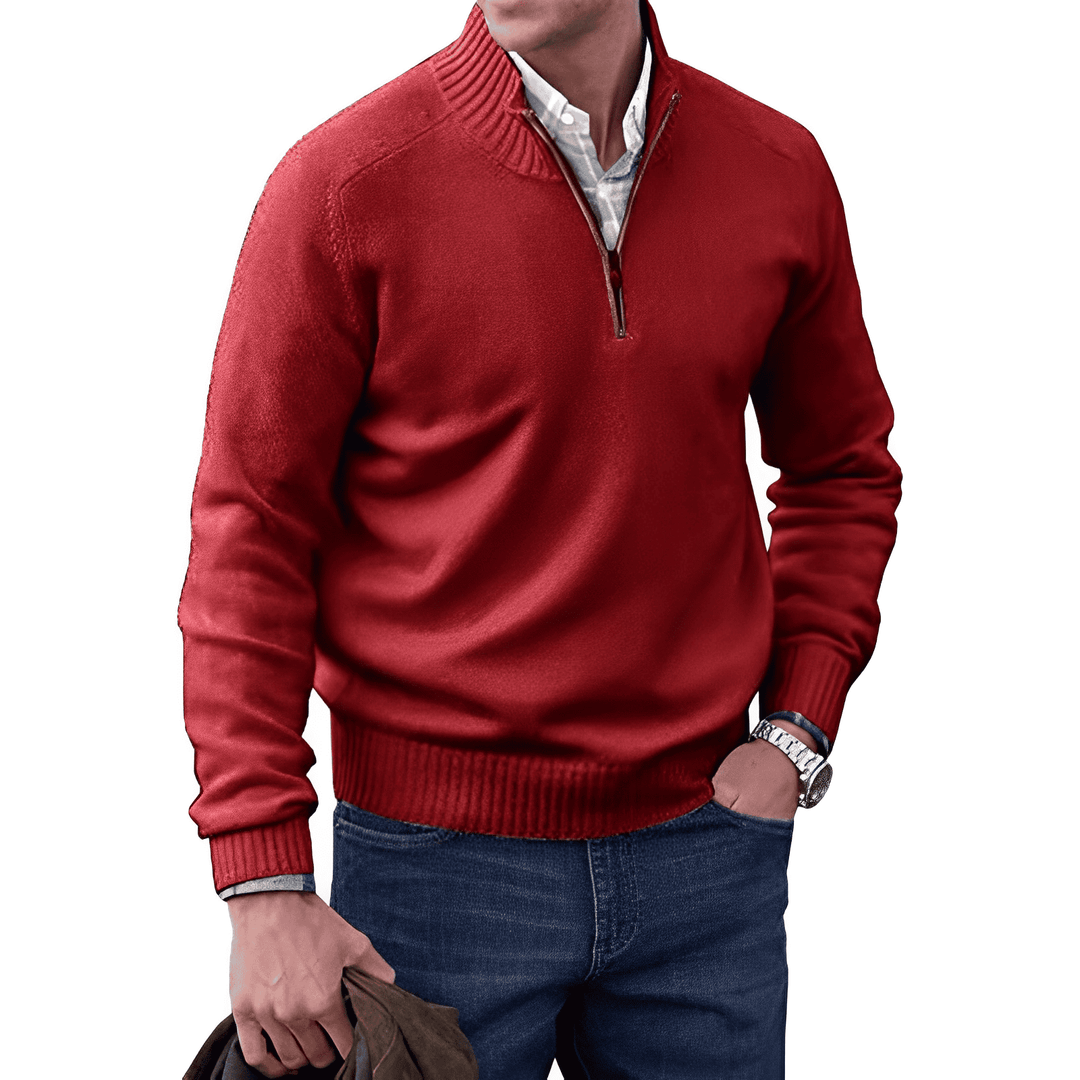 Half-zip jumper for men, a warm and stylish knitwear essential for the cooler months.