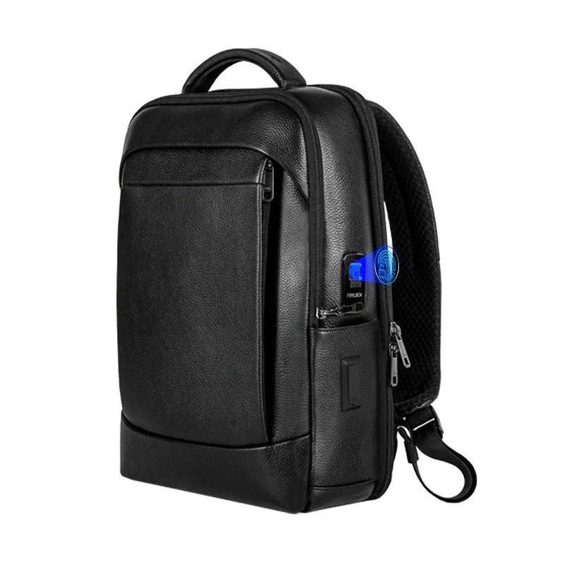 Men's large-capacity business laptop backpack with fingerprint lock, anti-theft design, ideal for professional travel.