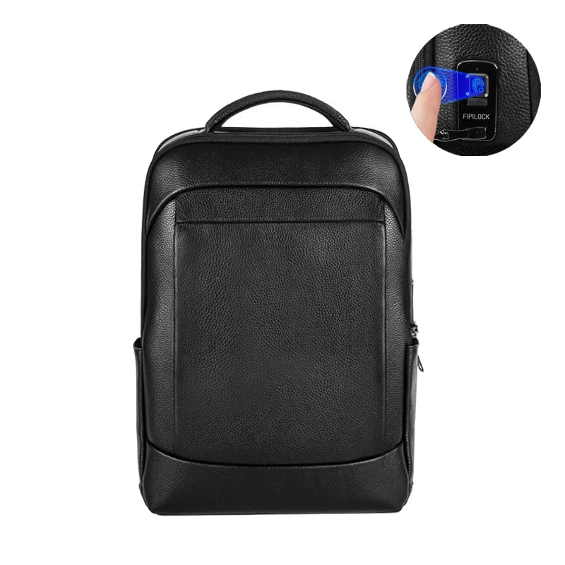 Secure men's anti-theft laptop backpack with advanced fingerprint lock, perfect for business and daily carry.