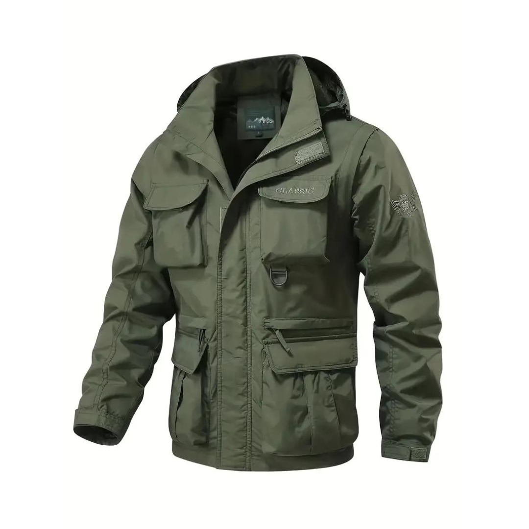 Men's water-repellent transitional jacket Leif, featuring a comfortable fit & removable hood.