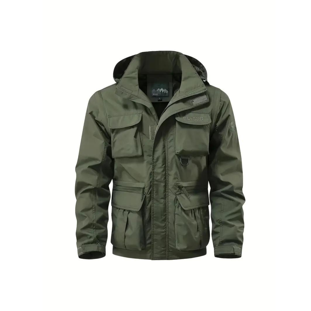 Smart men's Leif jacket for all seasons, water-repellent with a detachable hood for flexibility.