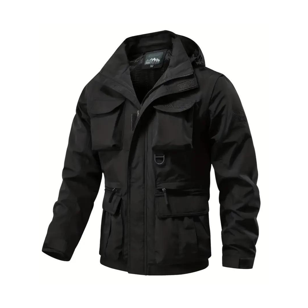 Windproof men's transitional jacket Leif with a practical removable hood. Great outerwear.