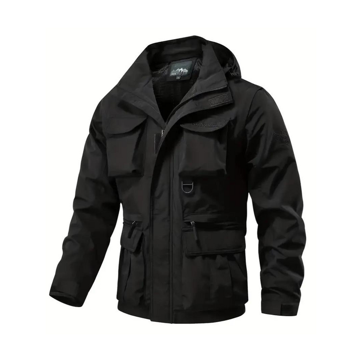 Windproof men's transitional jacket Leif with a practical removable hood. Great outerwear.