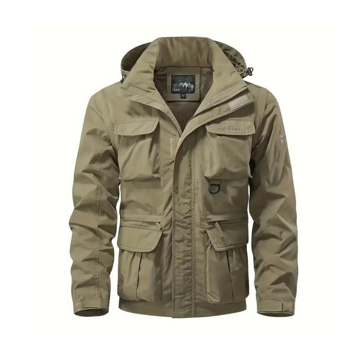 Outdoor men's jacket Leif: water-repellent, windproof, perfect for mild weather with removable hood.