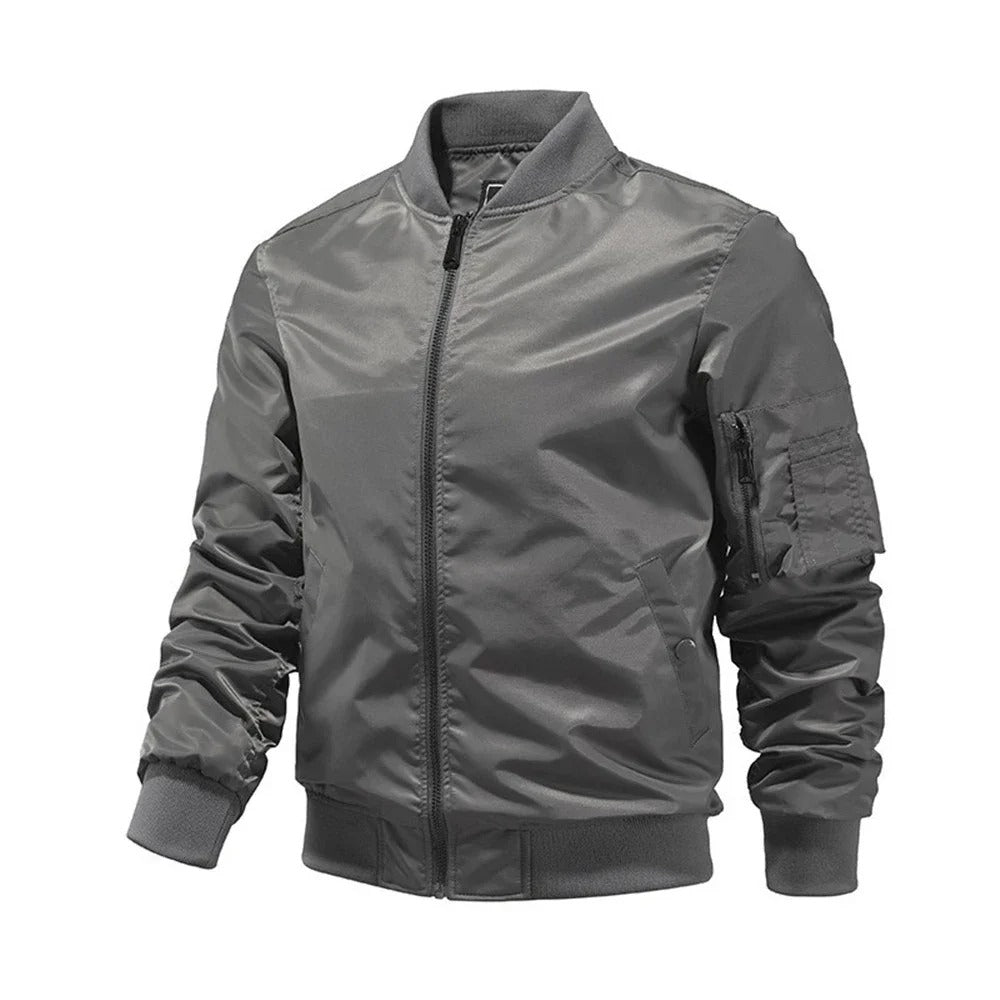 Trendy men's light bomber jacket for autumn & spring. Casual everyday outerwear with a classic style.
