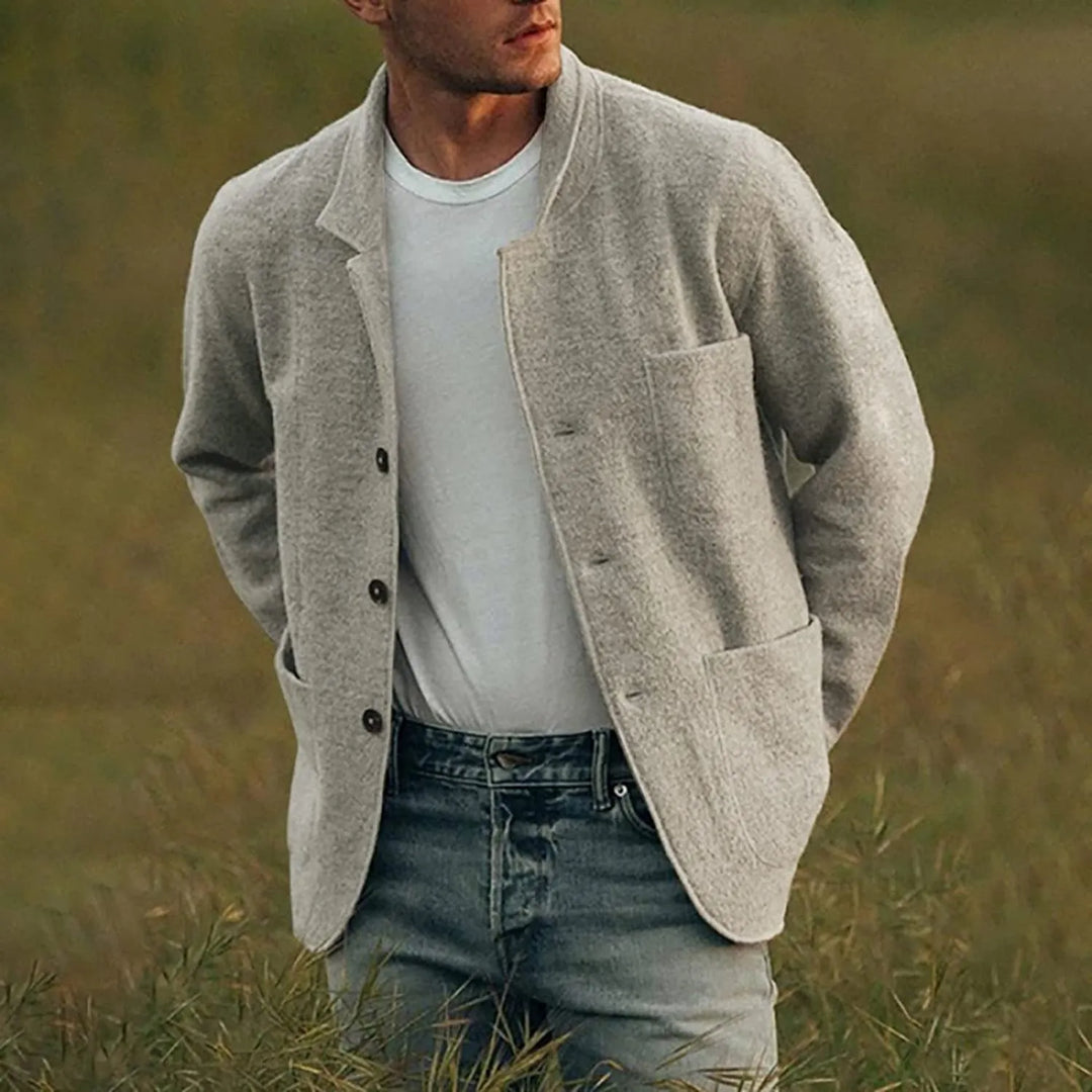 Men's Lightly Structured Everyday Blazer in dark gray, perfect for smart casual office wear.