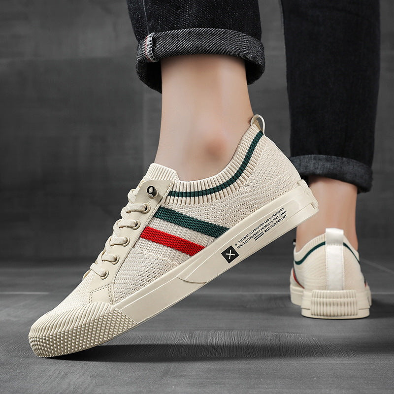 Man wearing stylish lightweight breathable lace-up sneakers, perfect for all-day comfort, casual outings & walking.