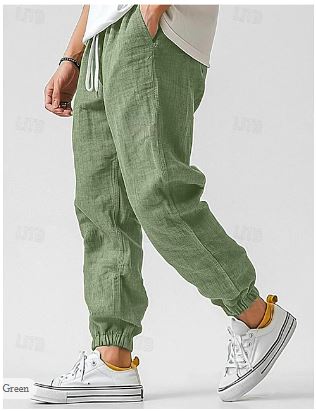 Comfortable men's lightweight jogger pants with a drawstring waist, elastic cuffs, and tapered fit.