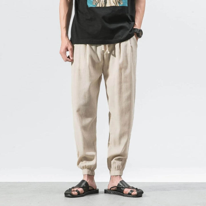 Men's versatile drawstring pants, ideal for summer casual and warm weather.
