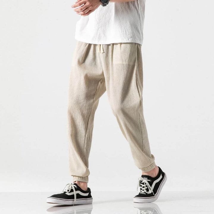 Lightweight men's summer fashion pants, with a comfortable relaxed fit.