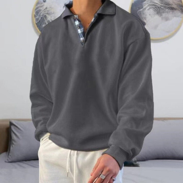 Men's lightweight loose fit long sleeve sweater, a comfortable and versatile pullover for autumn casual wear.