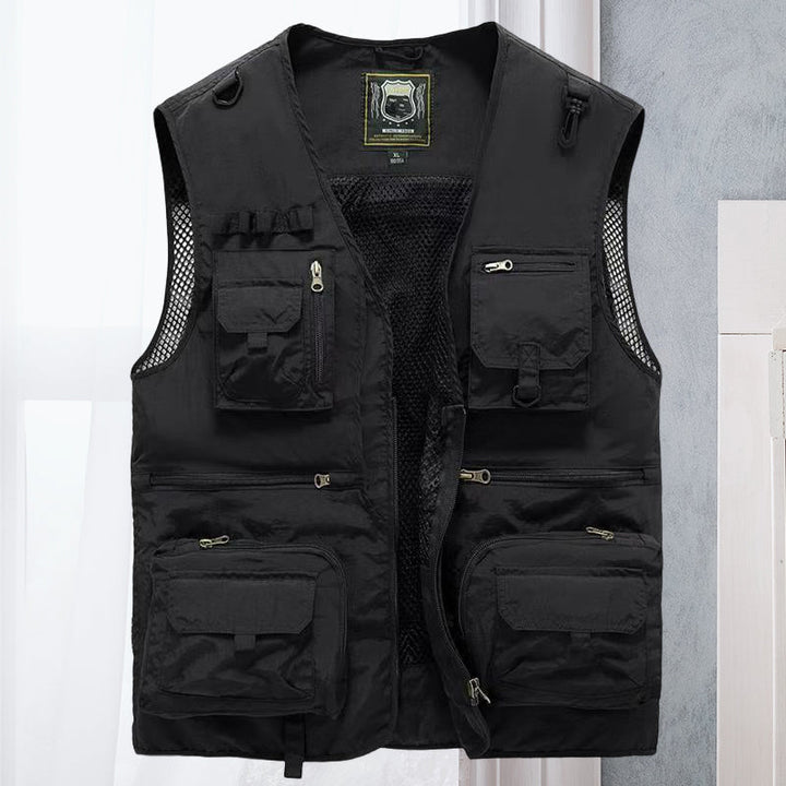 Men's lightweight adventure gear vest, multi-pocket for fishing, hiking, and outdoor exploration.