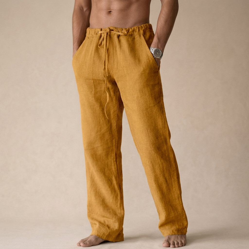 Men's essential summer trousers: breathable, lightweight linen pants ensuring all-day comfort & style.