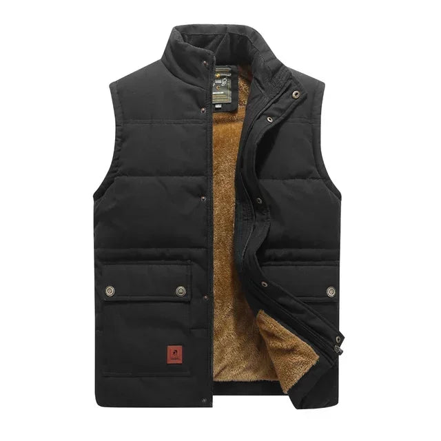 Stylish men's padded vest, a versatile jacket alternative for casual and smart casual fall fashion.