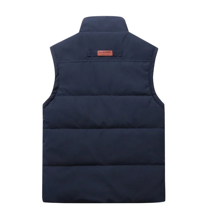Sleek men's padded vest, an essential lightweight layer for smart casual looks in fall and spring.