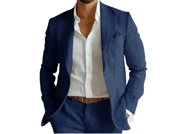 Stylish men's lightweight blazer for summer. Ideal smart casual jacket for versatile seasonal wear.