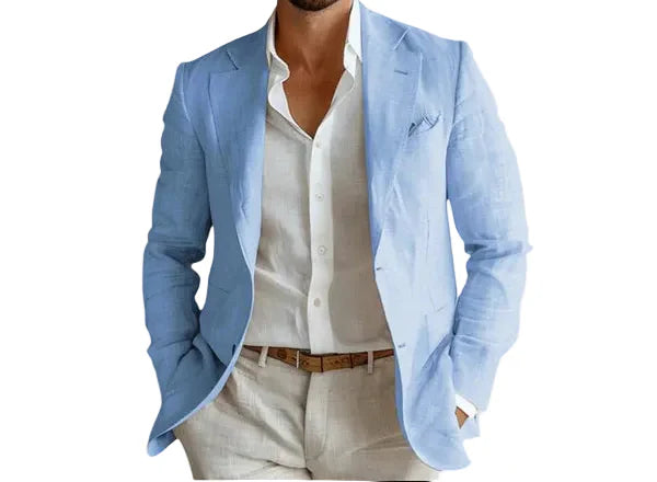 Classic men's lightweight summer blazer. Perfect for smart casual looks & comfortable warm weather style.