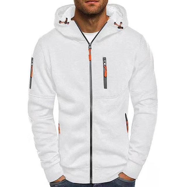Men's lightweight zip-up hoodie, perfect for casual wear & versatile layering.