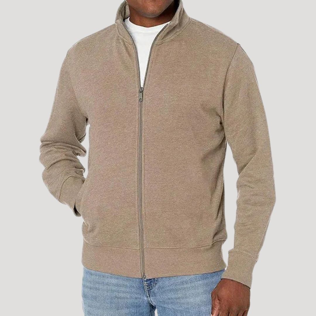 Rear view of a men's casual spring jacket, highlighting its comfortable fit and design details.