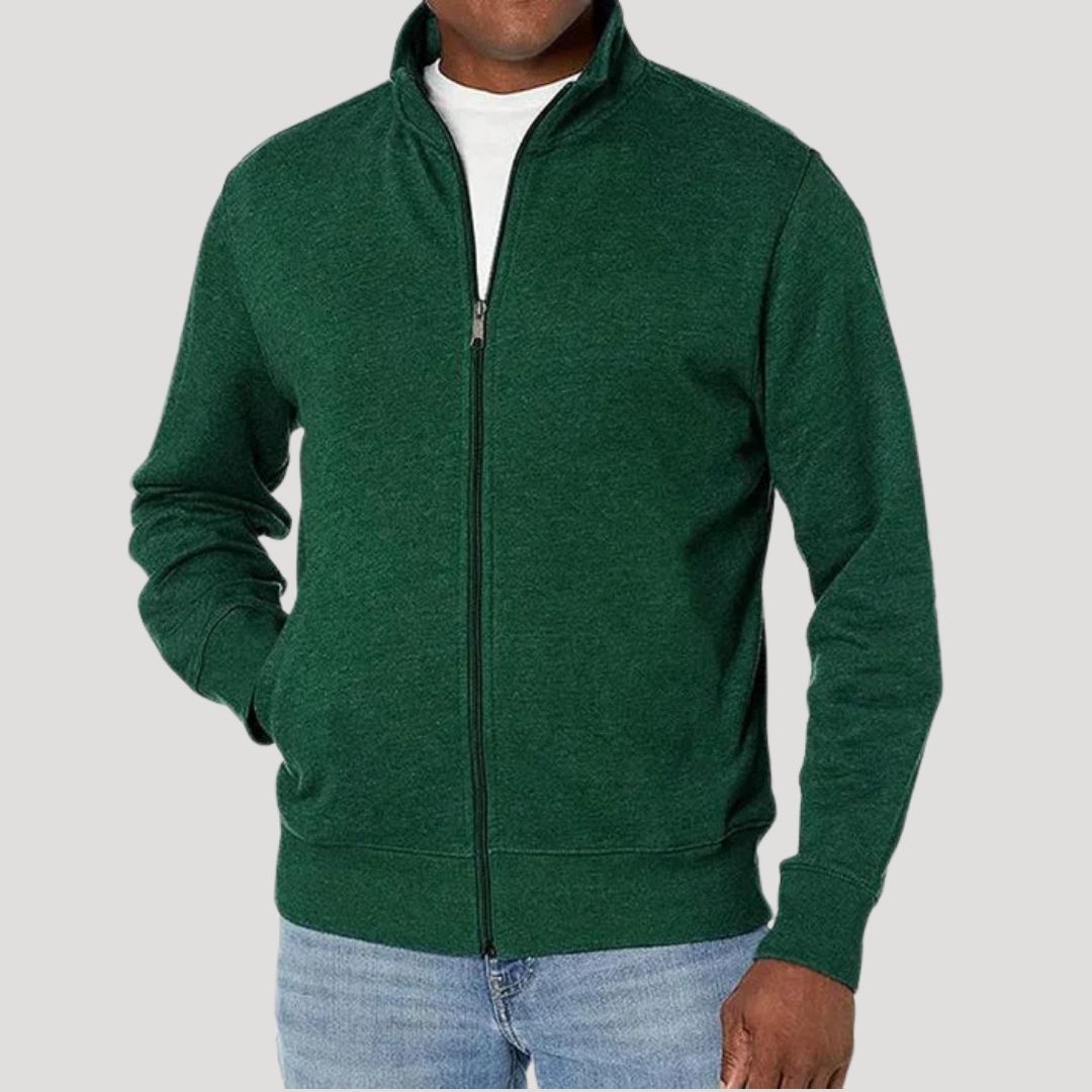 Men's outerwear: a versatile lightweight zip-up jacket in a classic dark blue, suitable for spring.