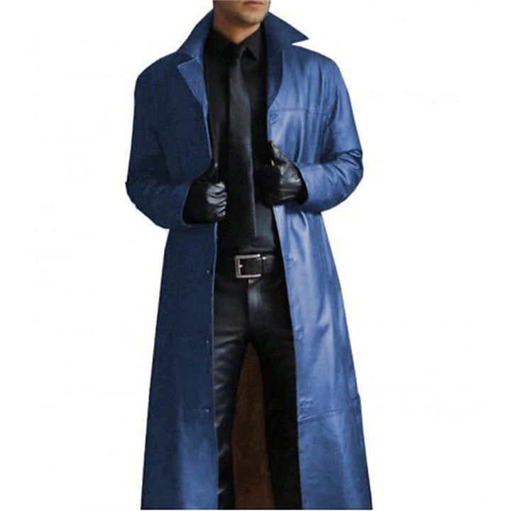 Vittorio men's long leather coat, a versatile outerwear piece for formal or casual winter style.
