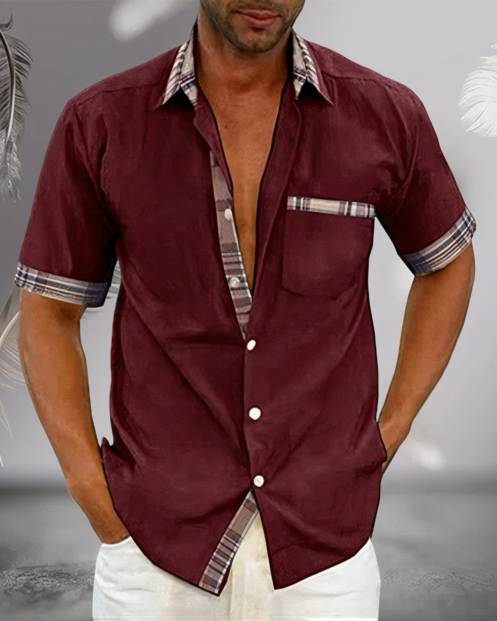 Classic fit men's button-down shirt, long sleeve, subtle plaid, perfect for versatile style.