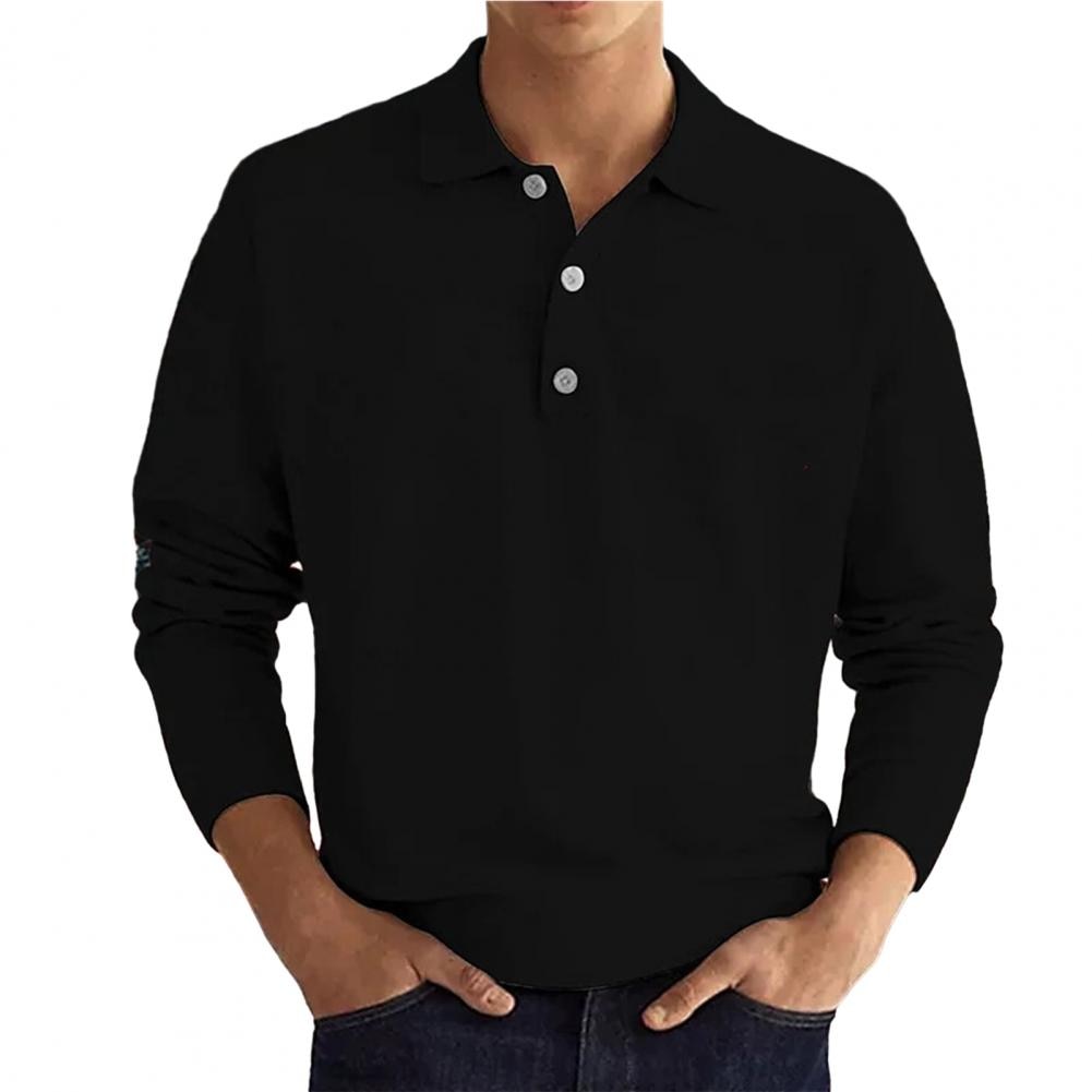 Versatile men's long sleeve polo shirt, perfect for everyday wear, casual outings & smart casual fall fashion.