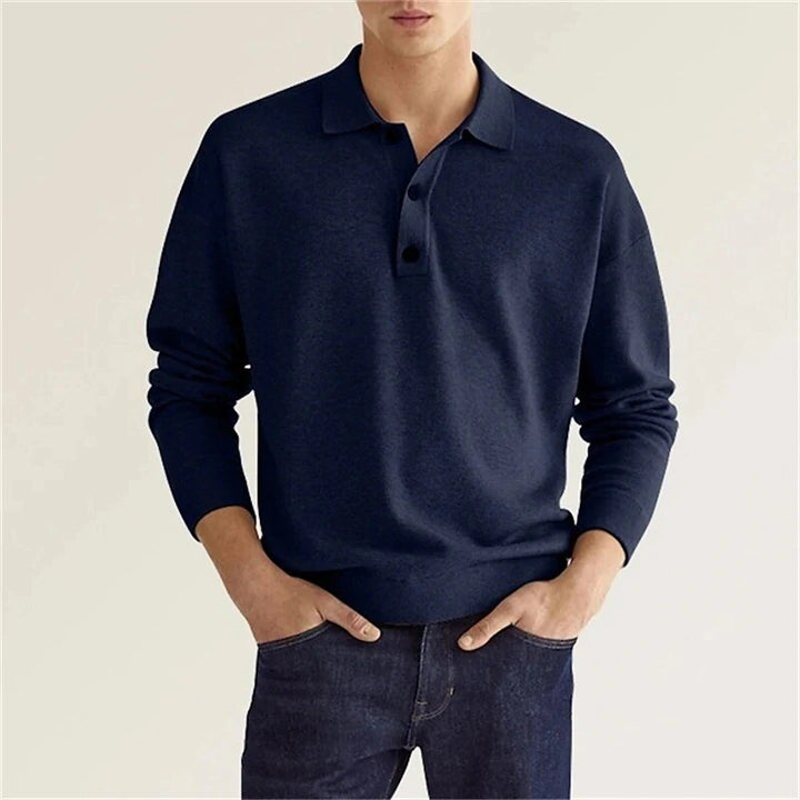 Comfortable men's long sleeve polo, ideal casual top for fall apparel. Soft, regular fit for everyday men's style.