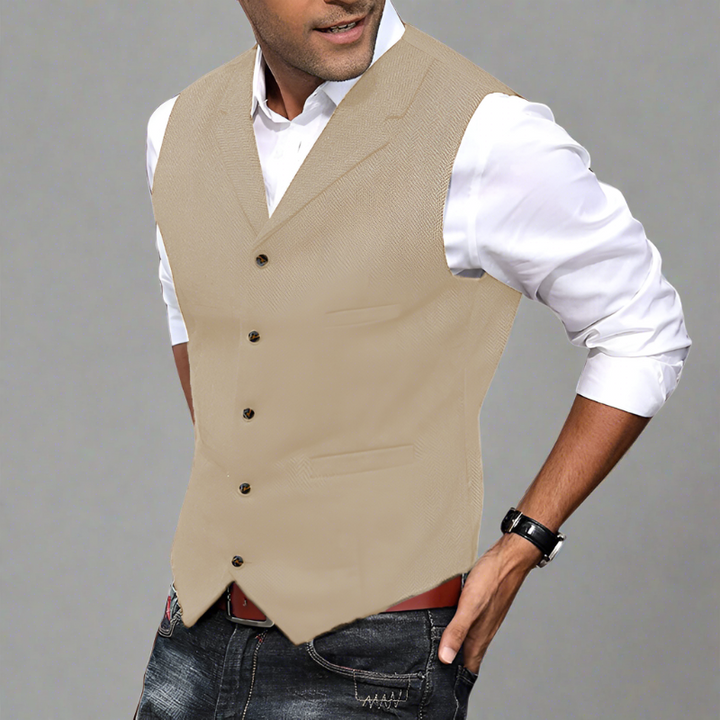 Formal men's V-neck suit vest, perfect for business wear, weddings, and professional ensembles.