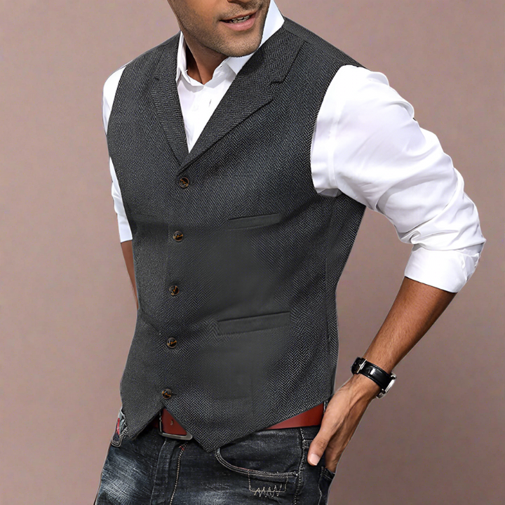 Versatile men's longline V-neck suit vest, suitable for formal, professional & smart casual outfits.
