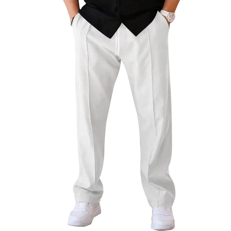 Versatile men's loose-fit formal trousers, easily paired with blazers for workwear.