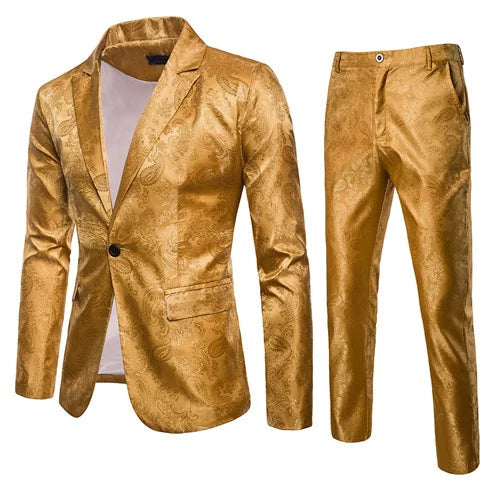 Luxe men's two-piece slim fit suit, ideal business formal wear or a sophisticated wedding outfit.