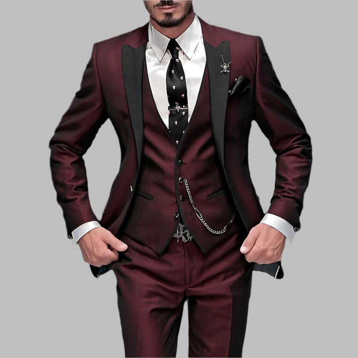 Elegant men's luxury three piece suit, designed for weddings, parties, and formal occasions.