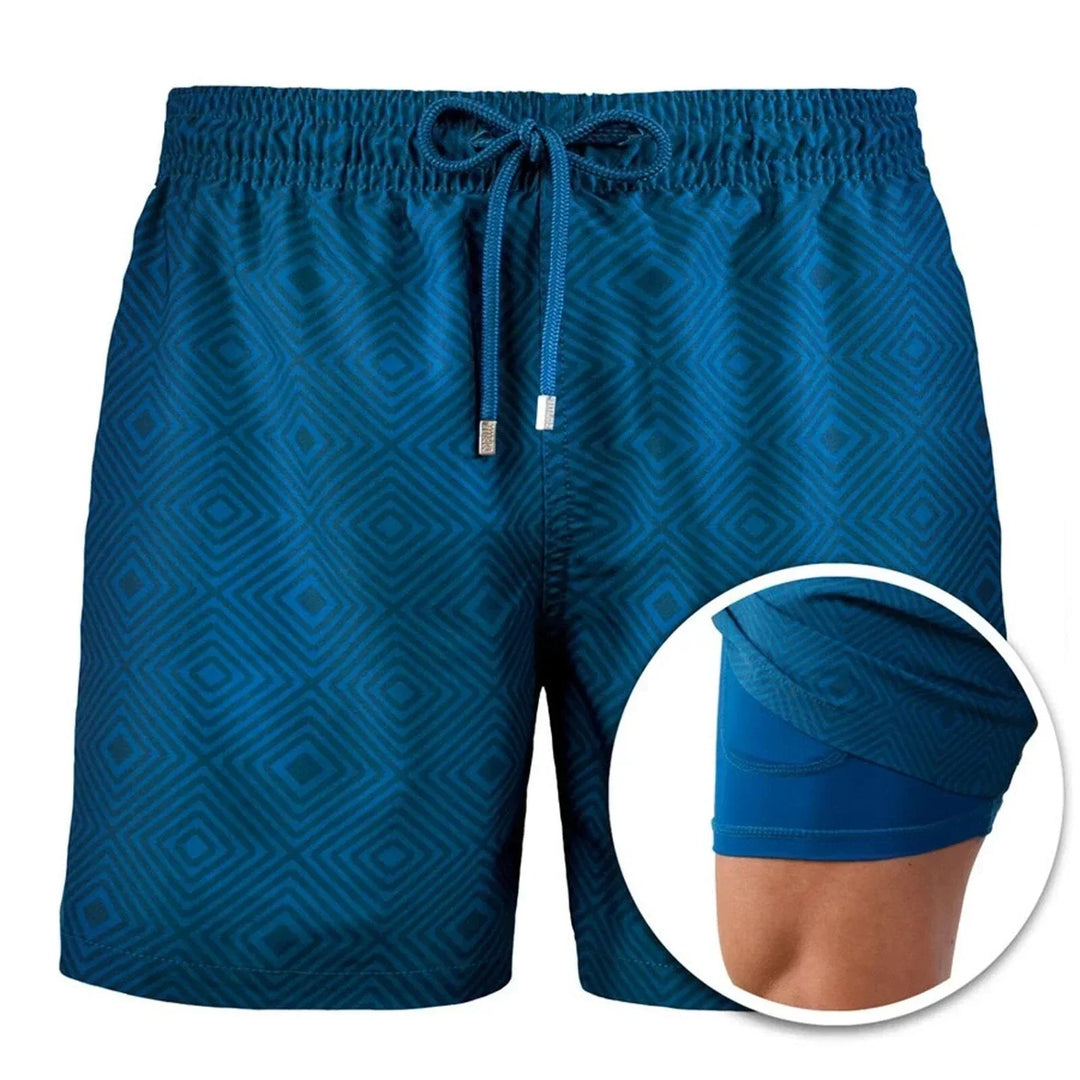 Men's Maurizio performance swim shorts with built-in compression liner, perfect for athletic swimming.