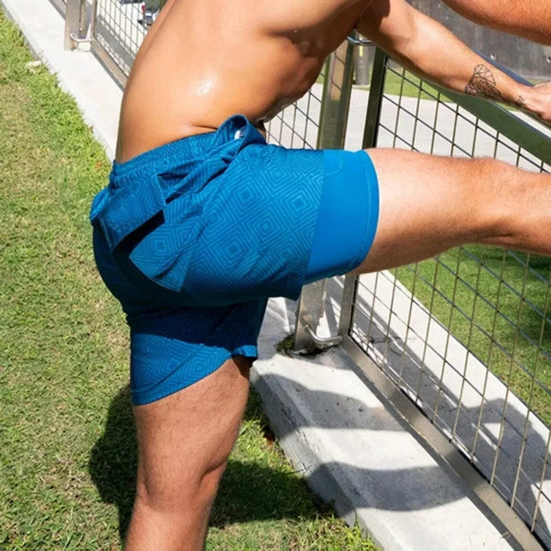 Performance men's swim shorts by Maurizio, athletic swimwear with compression liner for active lifestyles.