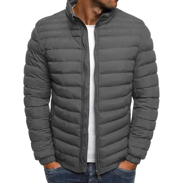 Versatile men's stand-up collar jacket for spring & summer. Light and casual, great for transitional weather.