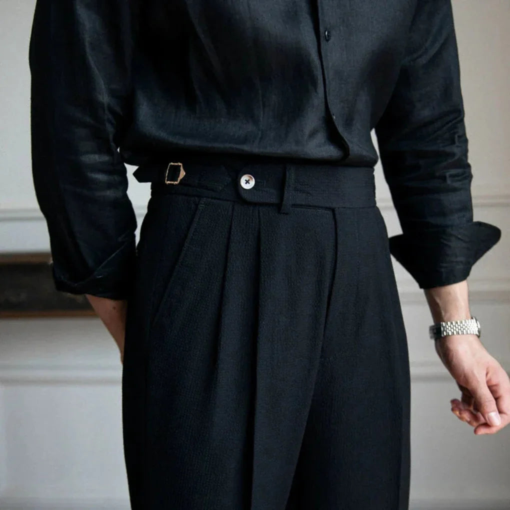 Men's relaxed fit business trousers. Modern straight leg office pants for professional & comfortable workwear.