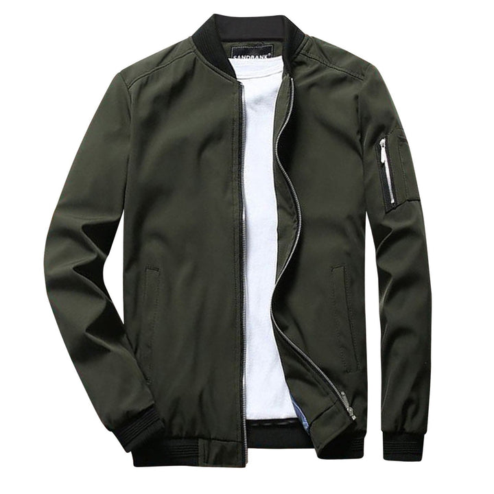 Men's modern casual zipper front jacket, lightweight for spring/autumn, multi-pocket design, versatile outerwear