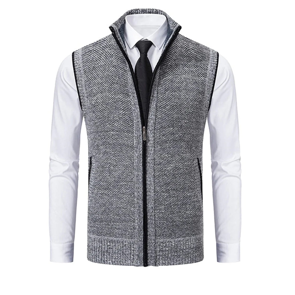 Back view of tailored men's suit vest, showcasing adjustable strap and flattering, modern fit. Formal attire.