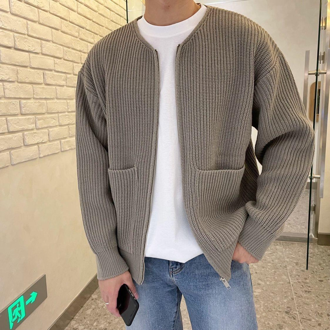 Men's modern fit cardigan in a timeless style, perfect for sophisticated layering & versatile menswear.