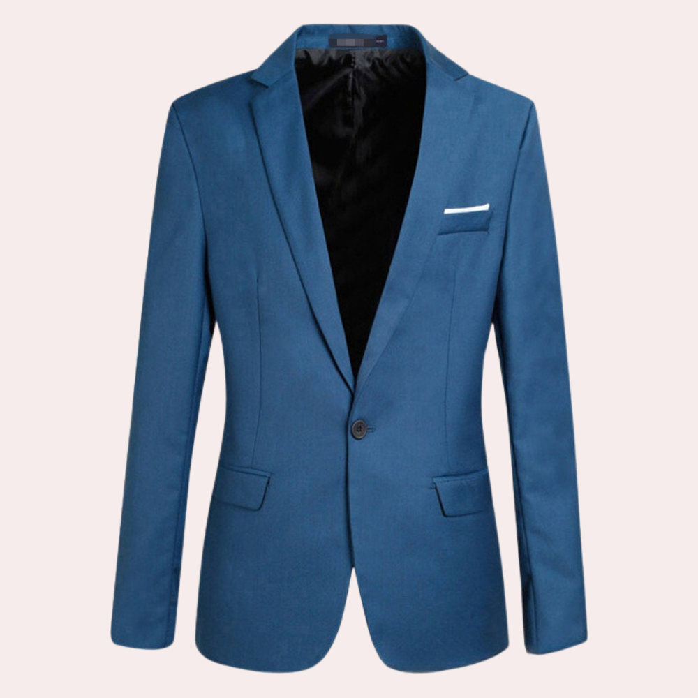 Tailored men's modern fit blazer in a distinguished charcoal gray, showcasing its versatile design for everyday outerwear.
